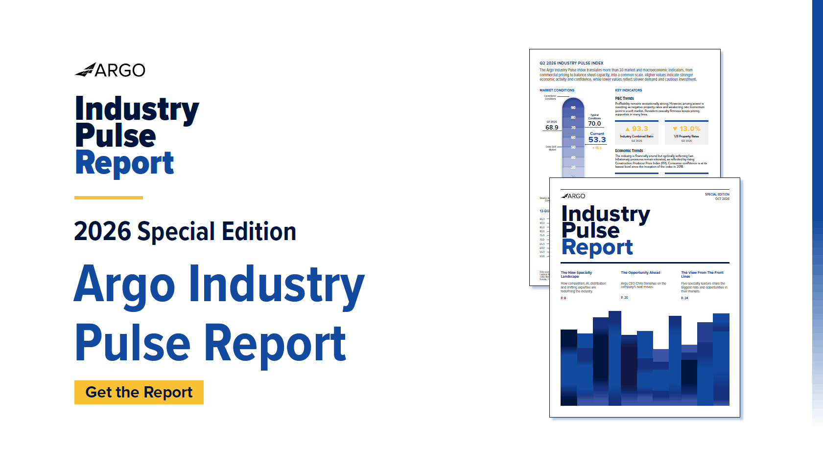 Argo Industry Pulse Report 2026 Special Edition graphic showing the report cover and index page, with a "Get the Report" button.