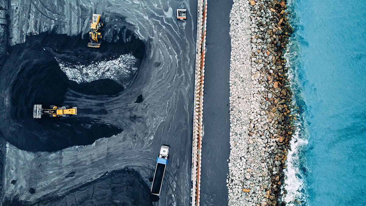 Aerial view of a coal mine